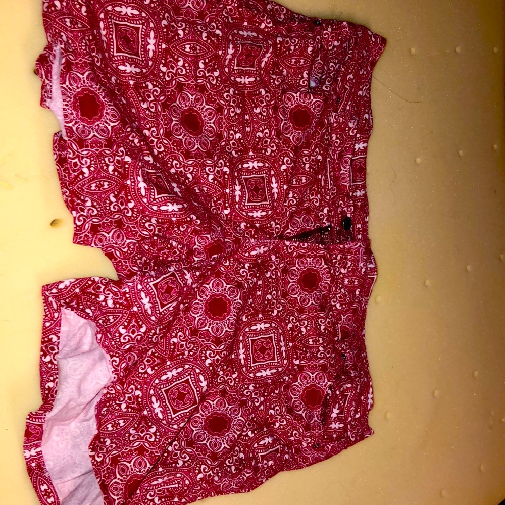 Red, white designed shorts